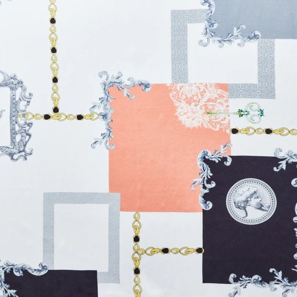 Women's Designer 100% Charmeuse Silk Scarf by Palmero; Secret Symbols Silk Scarf - Picture 5 of 5